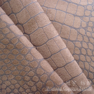 Crocodile Pattern Suede Nap Polyester Leather Fabric for Sofa